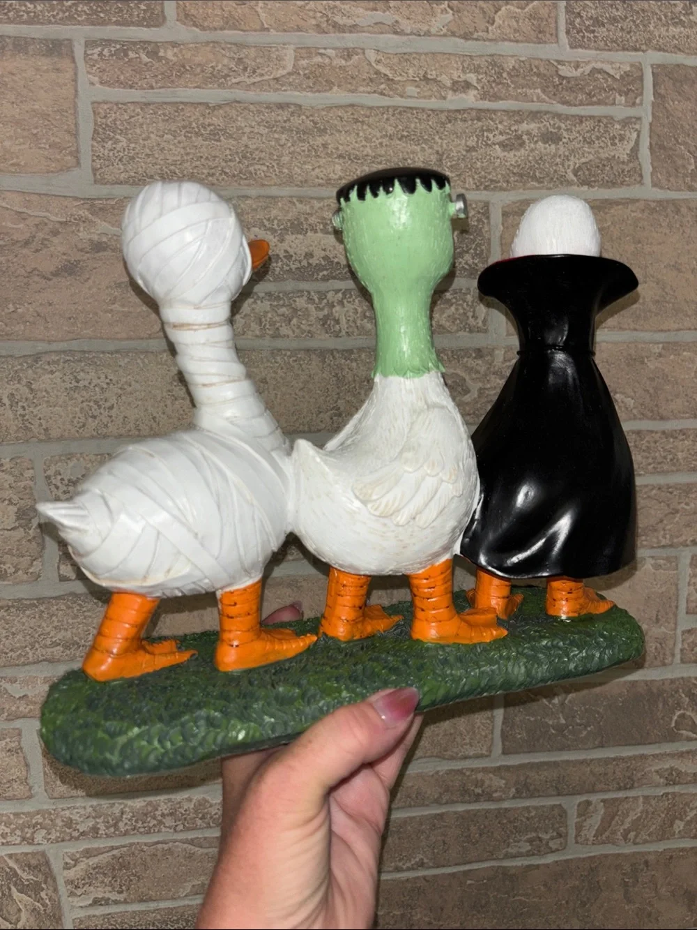 Holiday Duck Figurine Trio - Halloween Decor (White, Black, Green)
